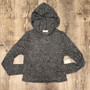 Gray and Black Hooded Sweatshirt with Long Sleeves